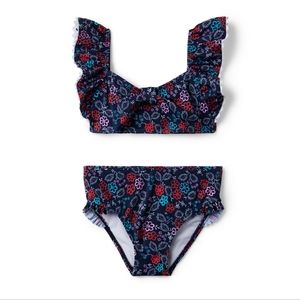 Girls size 12,  2 piece floral ruffle swimsuit